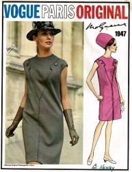 1947 68 MOLYNEUX PARIS INSET SLVLSS DRESS PATTERN 14 36,LABEL